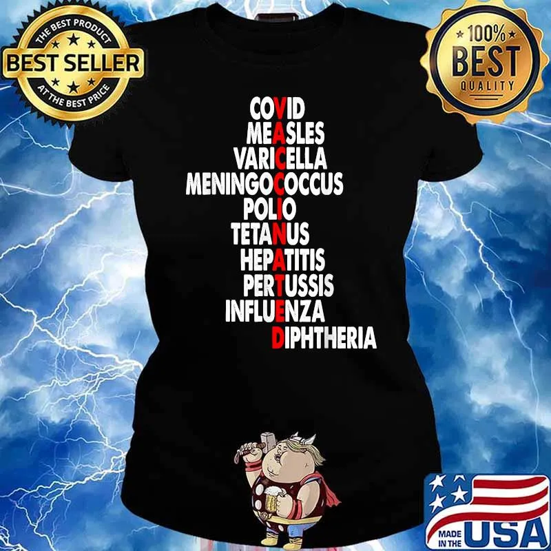 Vaccinated Covid Measles Varicella Meningococcus T-Shirt Ladies tee