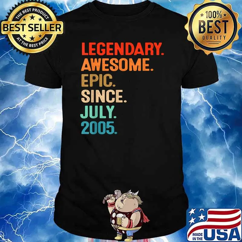 Vintage Legend Awesome Epic since July 2005 16th Birthday T-Shirt