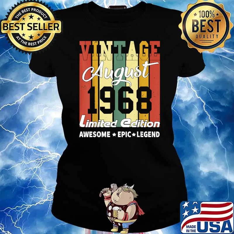 Vintage Limited Edition Birthday Decoration August 1968 T-Shirt Ladies tee