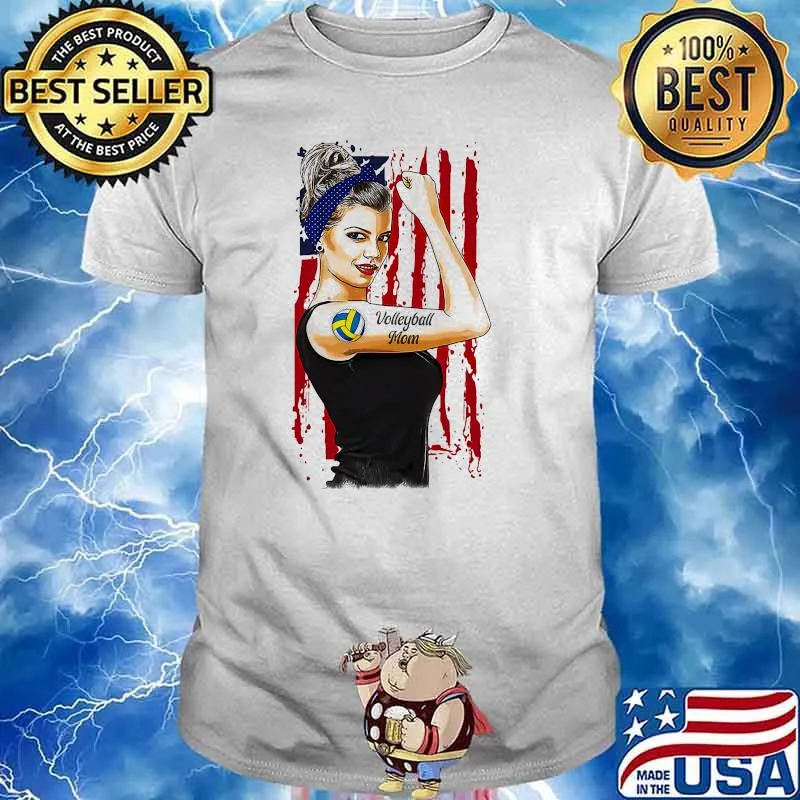 Volleyball Mom strong woman american flag shirt