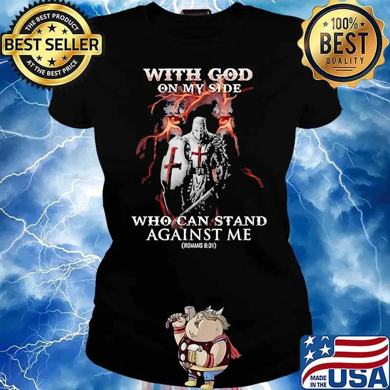 With God on my side who can stand against me lion s Ladies tee