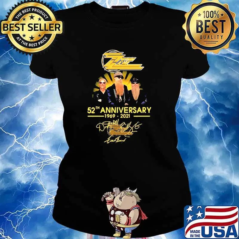 ZZ Top 52th anniversary 1969 2021 signatures s Ladies tee