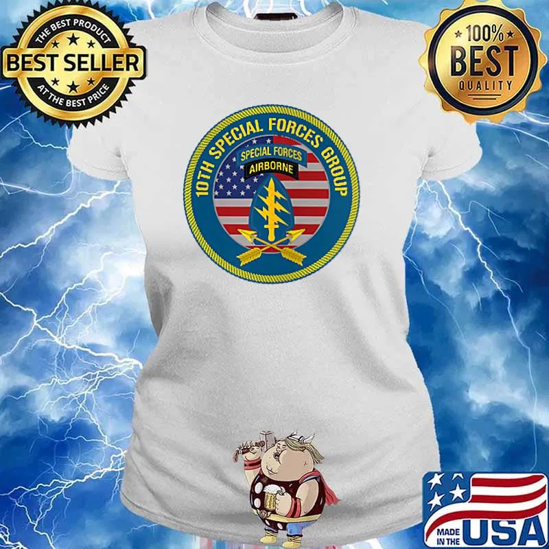 10th Special Forces Group Special forces Airborne American Flag T-Shirt Ladies tee