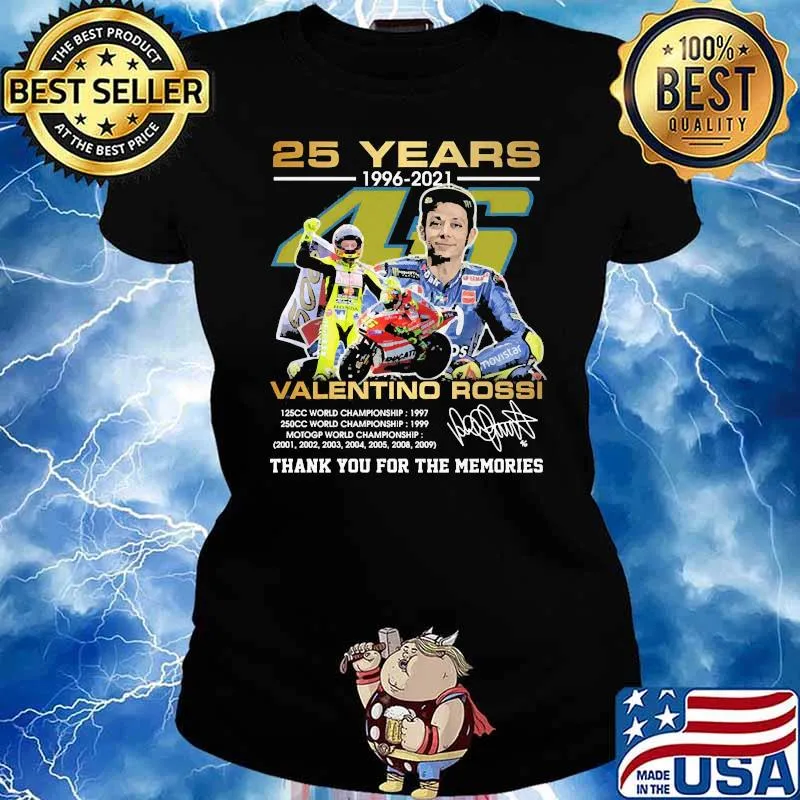 25 years 1996 2021 valentino rossi thank you for the memories signature Ladies tee