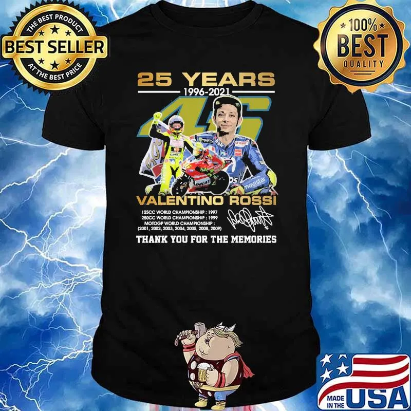 25 years 1996 2021 valentino rossi thank you for the memories signature shirt