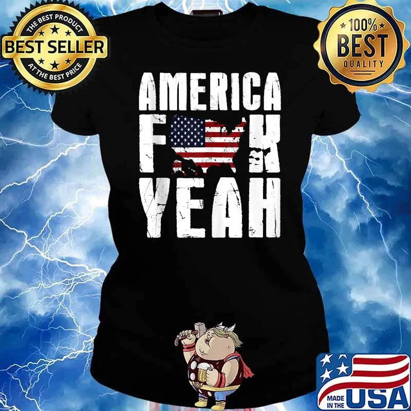 America Fuck Yeah American Flag T-Shirt Ladies tee
