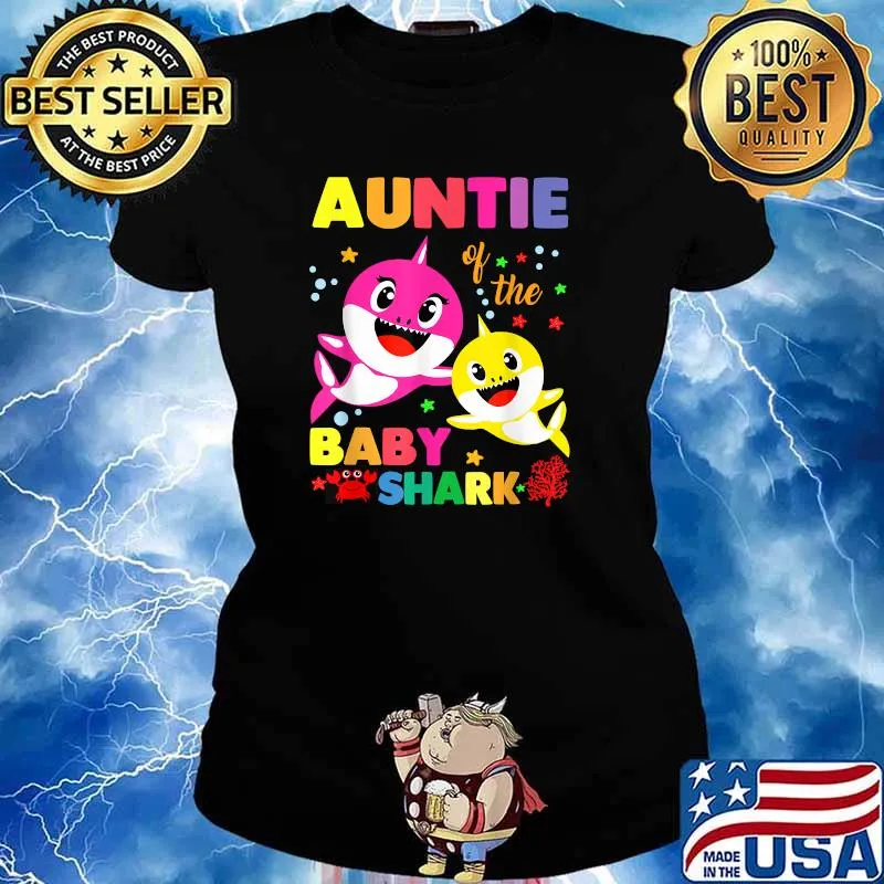 Auntie Of The Baby Shark Birthday Auntie Shark T-Shirt Ladies tee