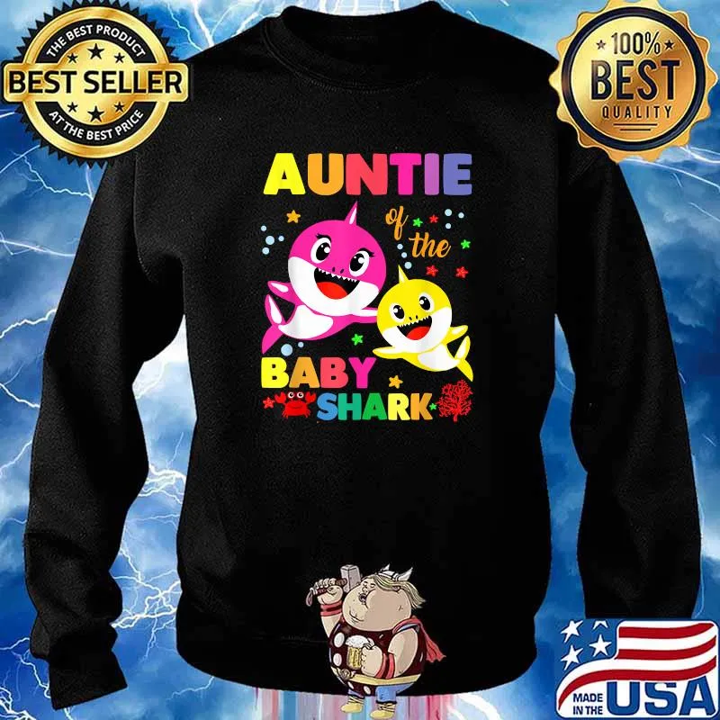 Auntie Of The Baby Shark Birthday Auntie Shark T-Shirt Sweater