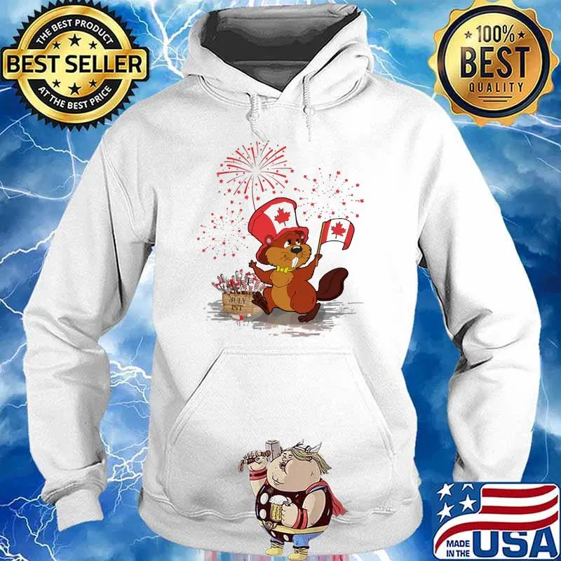Beaver 1st July Canada Flag Firework Shirt Hoodie