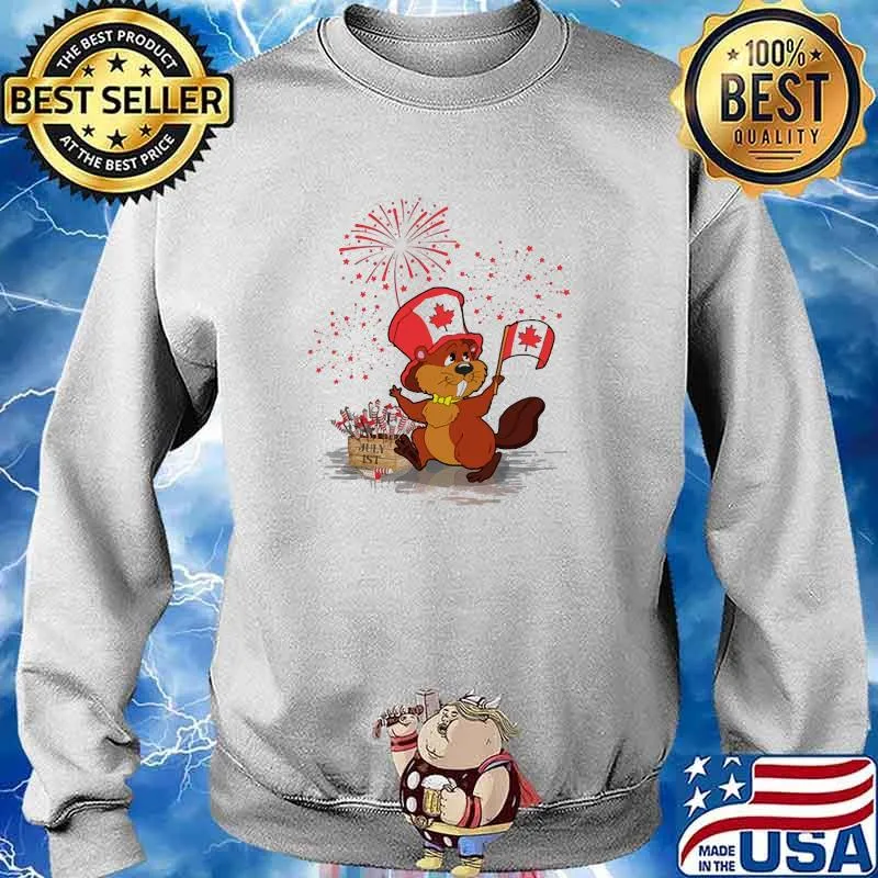 Beaver 1st July Canada Flag Firework Shirt Sweater