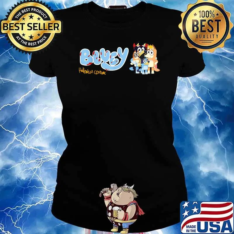 Bluey Halloween Costune Family Dog Cute T-Shirt Ladies tee