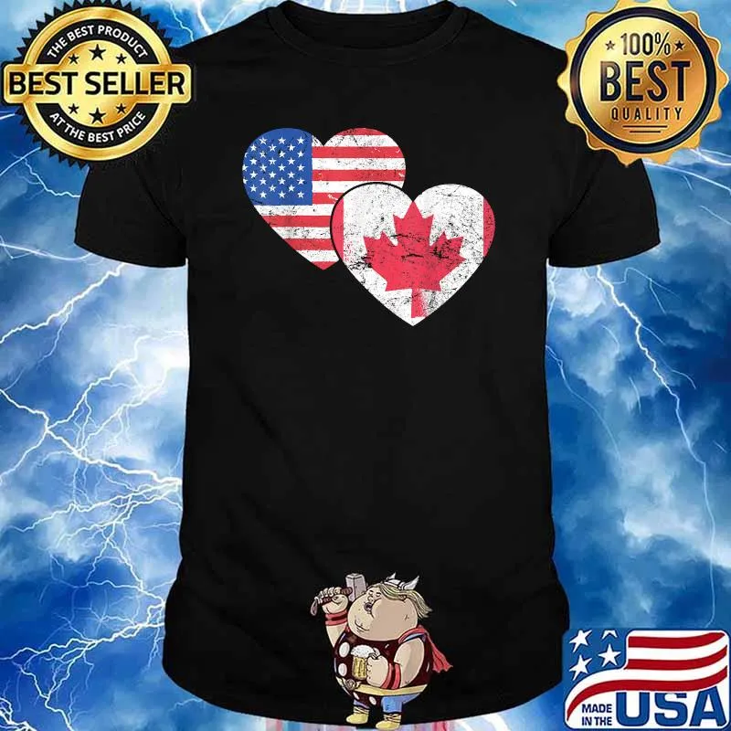 Canada USA Patriotic Flag Both Love T-Shirt