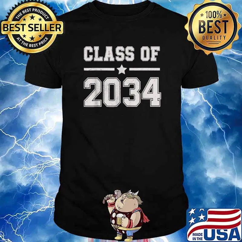 Class Of 2034 Grow With Me Graduation First Day Of School T-Shirt