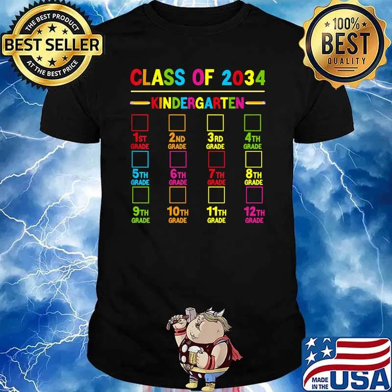 Class Of 2034 Kindergarten Handprint First Day Of School Class of 2034 T-Shirt