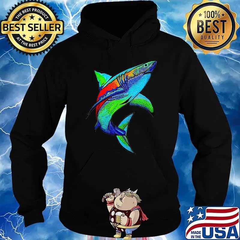 Colorful Great White Shark T-Shirt Hoodie