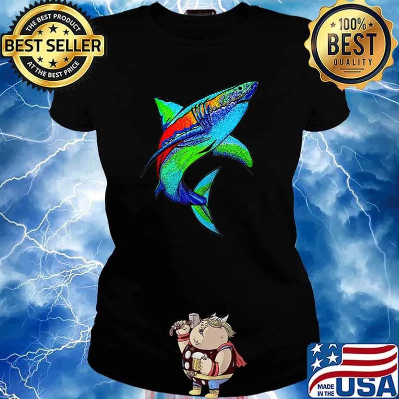 Colorful Great White Shark T-Shirt Ladies tee