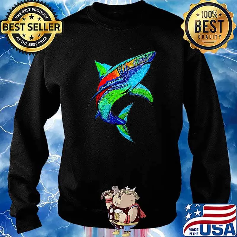 Colorful Great White Shark T-Shirt Sweater