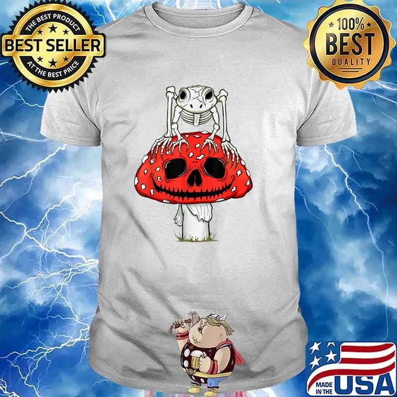 Cottagecore Skeleton Frog Skull Mushroom Goth Halloween T-Shirt