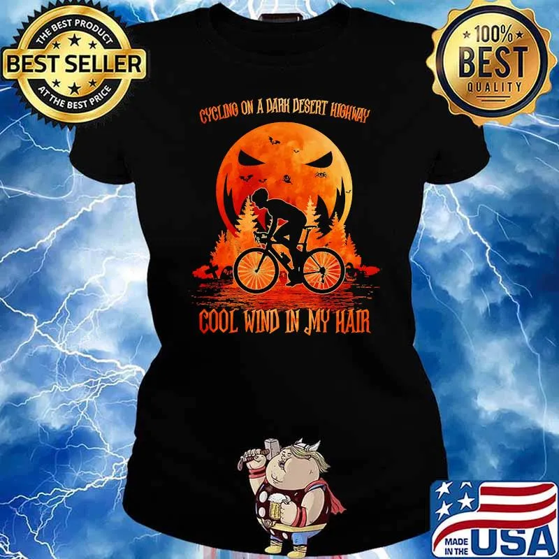 Cycling on a dark desert highway cool wind in my hair blood moon halloween Ladies tee