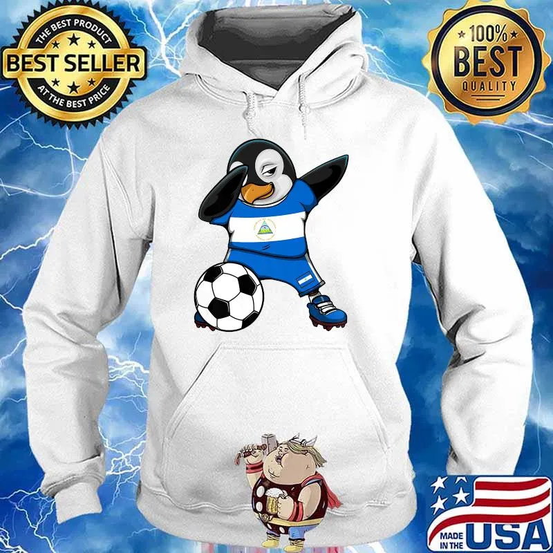 Dabbing Penguin Nicaragua Soccer Fans Jersey Football Lovers T-Shirt Hoodie
