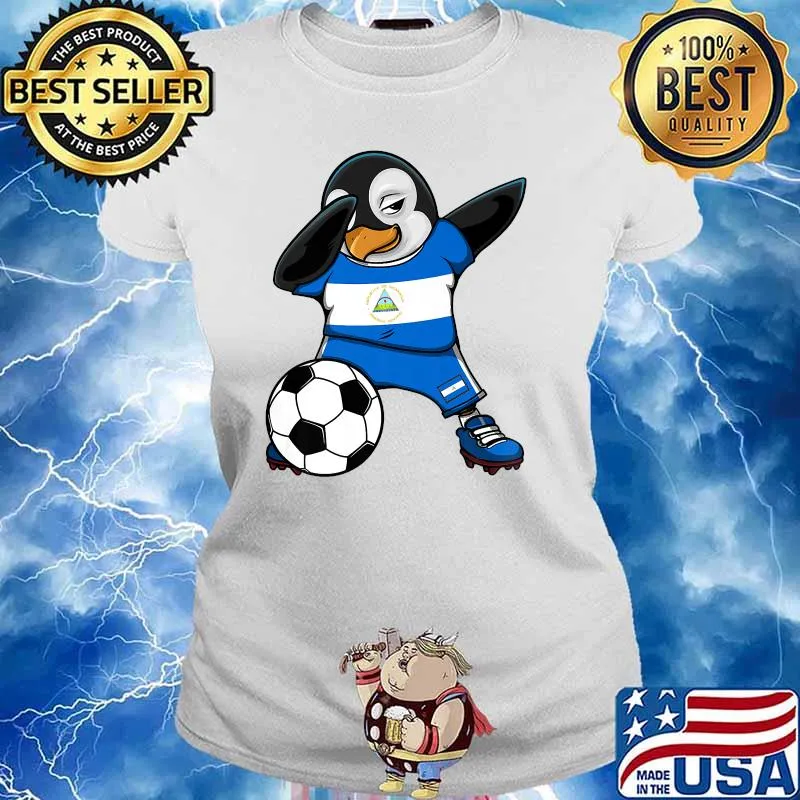 Dabbing Penguin Nicaragua Soccer Fans Jersey Football Lovers T-Shirt Ladies tee