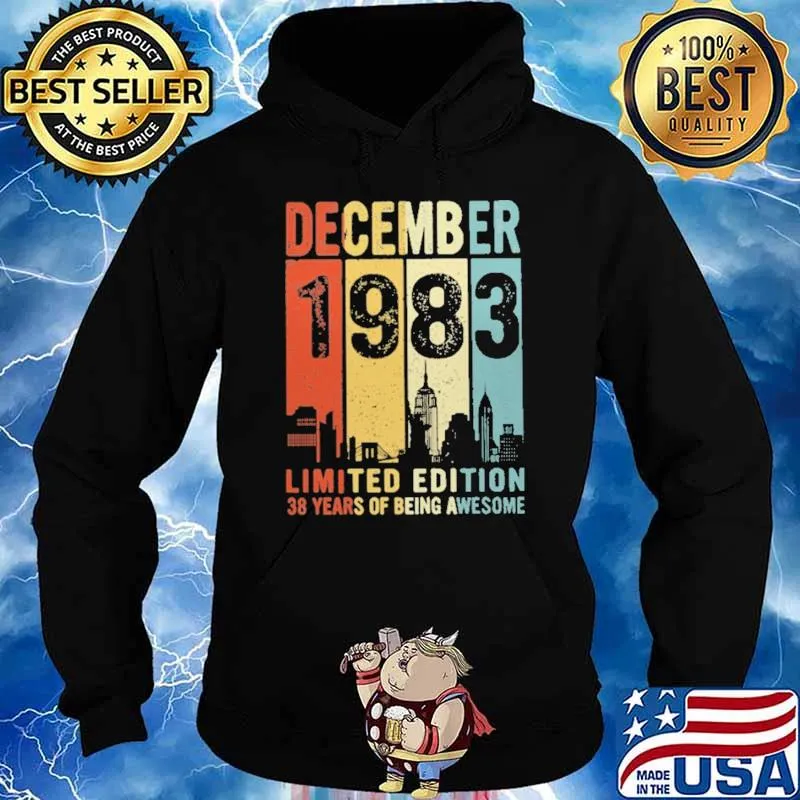 December 1983 Limited Edition 38 Years Of Being Awesome Vintage Shirt Hoodie