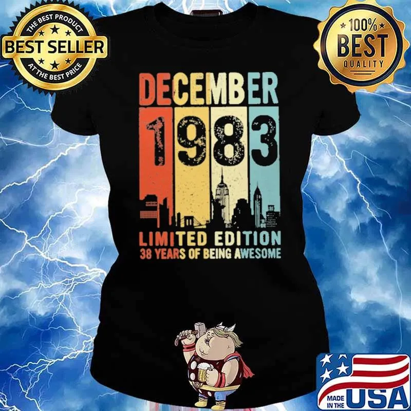 December 1983 Limited Edition 38 Years Of Being Awesome Vintage Shirt Ladies tee