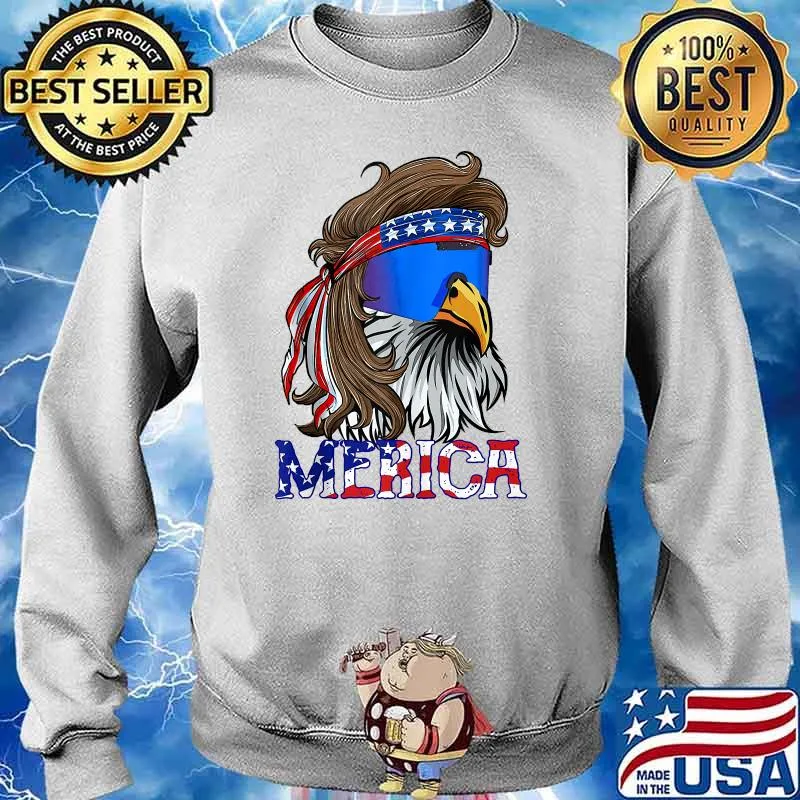 Eagle Mullet Sunglasses Merica 4th Of July USA American Flag T-Shirt Sweater