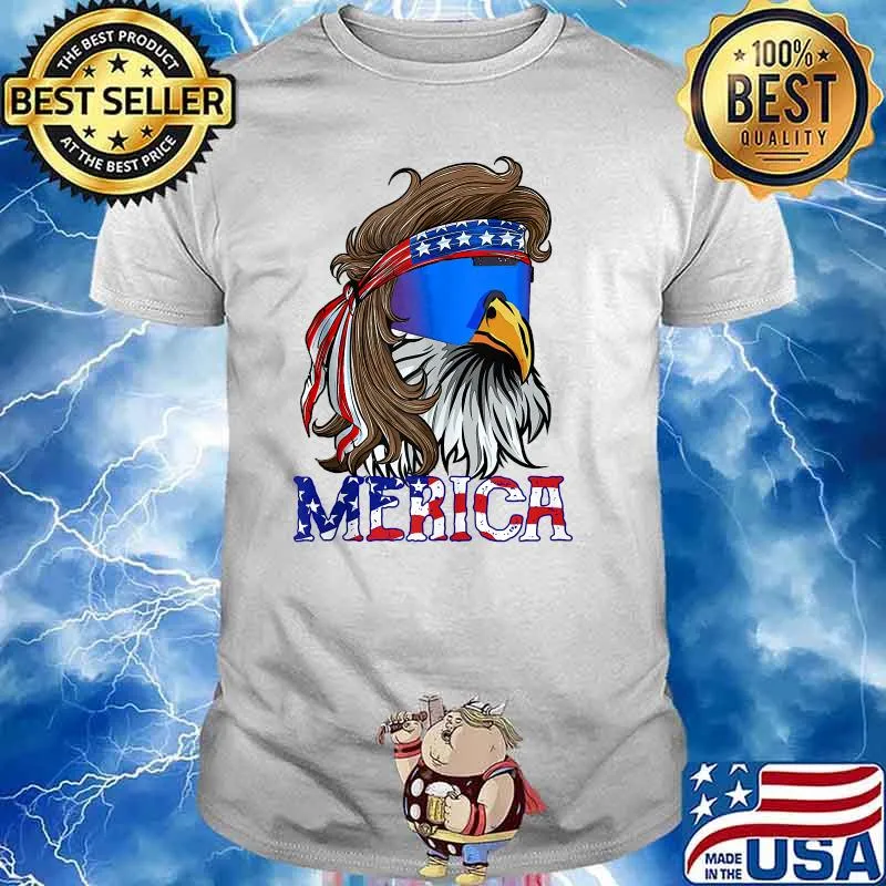 Eagle Mullet Sunglasses Merica 4th Of July USA American Flag T-Shirt