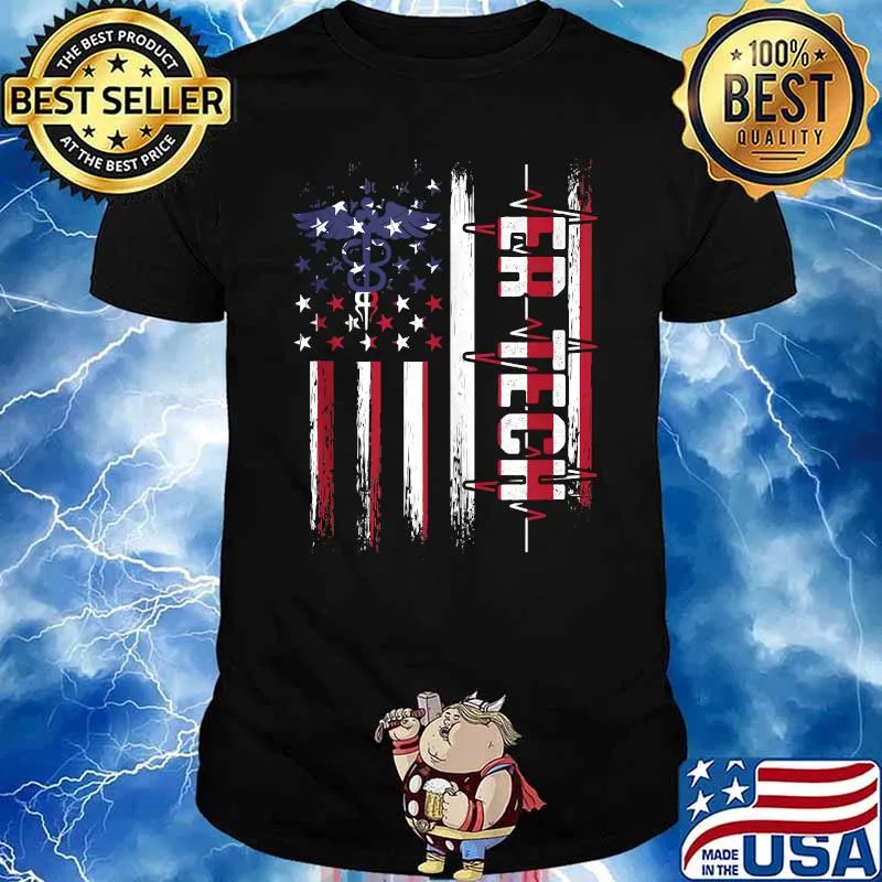 ER Technician Emergency American Flag T-Shirt
