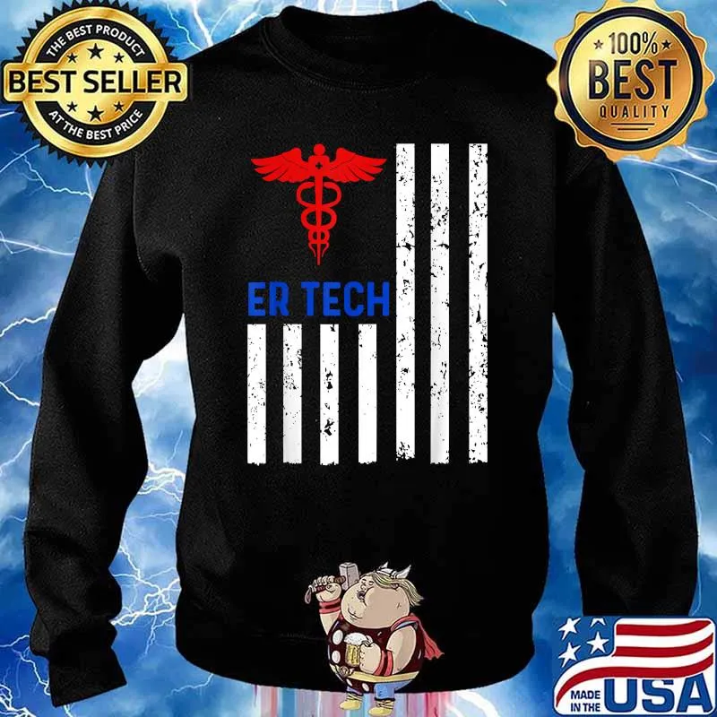 ER Technician Emergency Logo Usa Flag T-Shirt Sweater