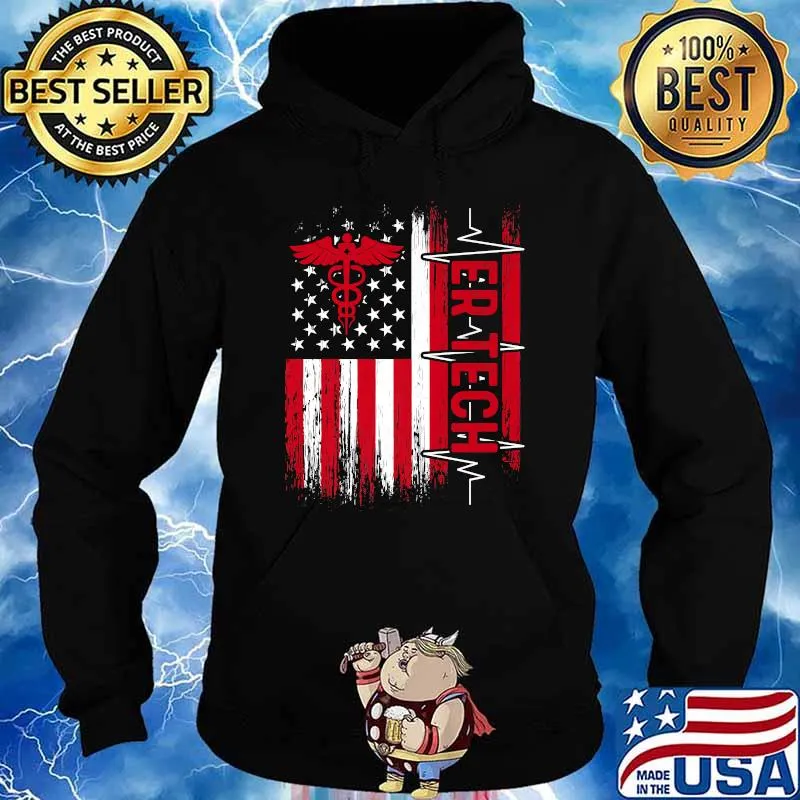 ER Technician Emergency Room Tech Usa Flag T-Shirt Hoodie