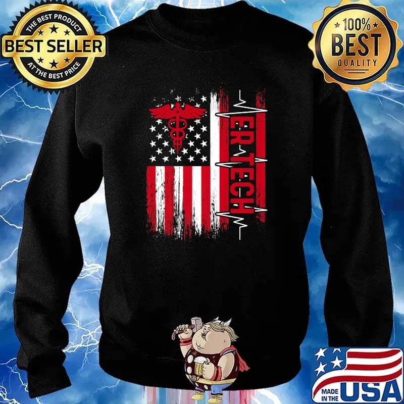 ER Technician Emergency Room Tech Usa Flag T-Shirt Sweater