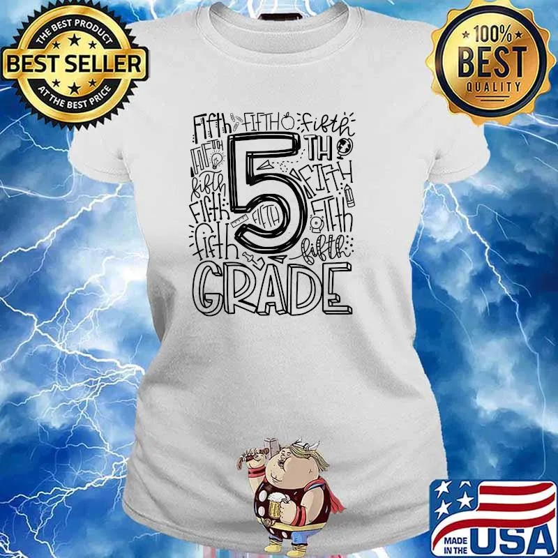 Fifth 5th Grade Typography Back To School T-Shirt Ladies tee