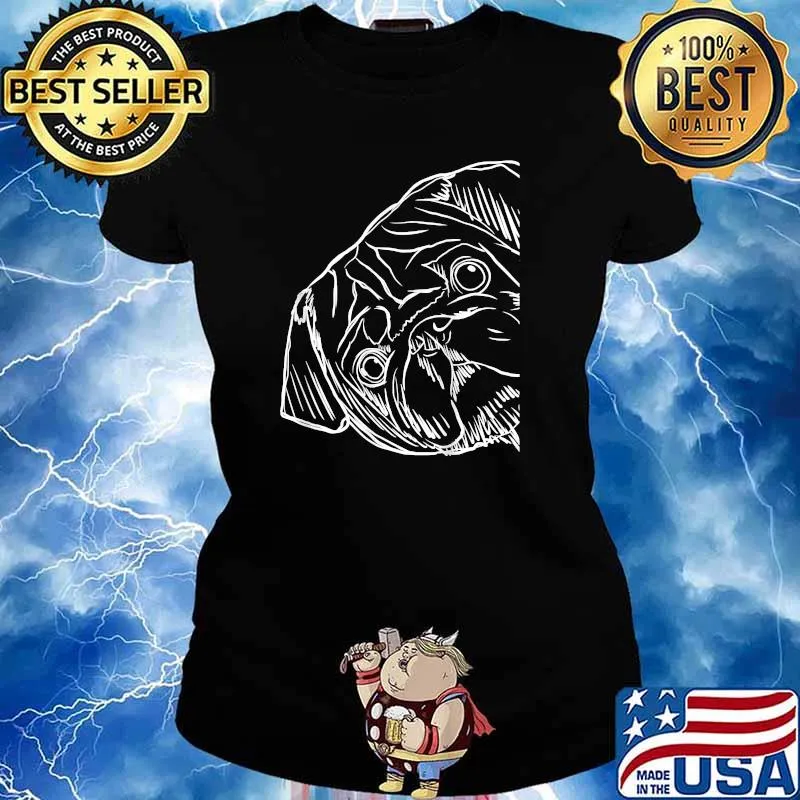 Funny Dog Pug T-Shirt Ladies tee