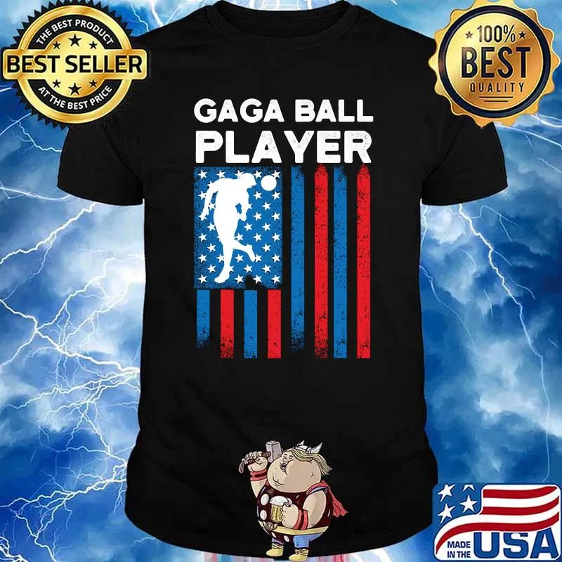 Gaga Ball Pit Player american flag t-shirt