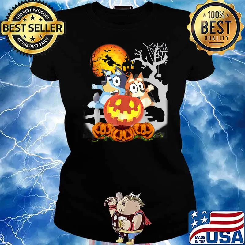 Halloween Bluey Pumpkin T-Shirt Ladies tee