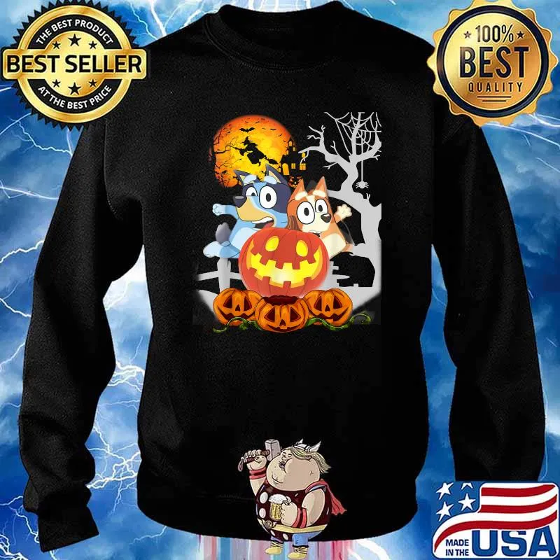 Halloween Bluey Pumpkin T-Shirt Sweater