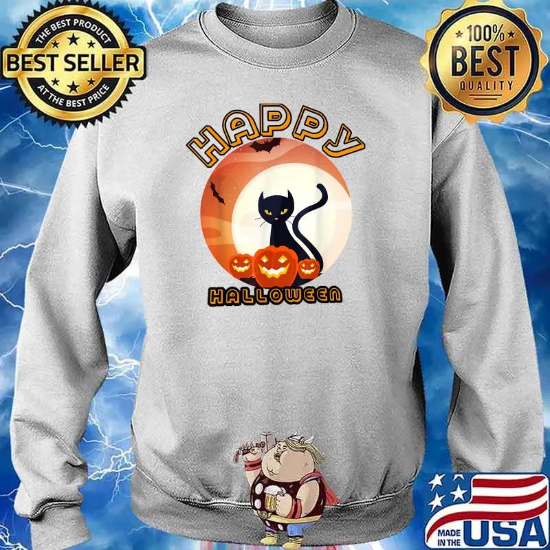 Happy halloween cat pumpkin moon t-Shirt Sweater