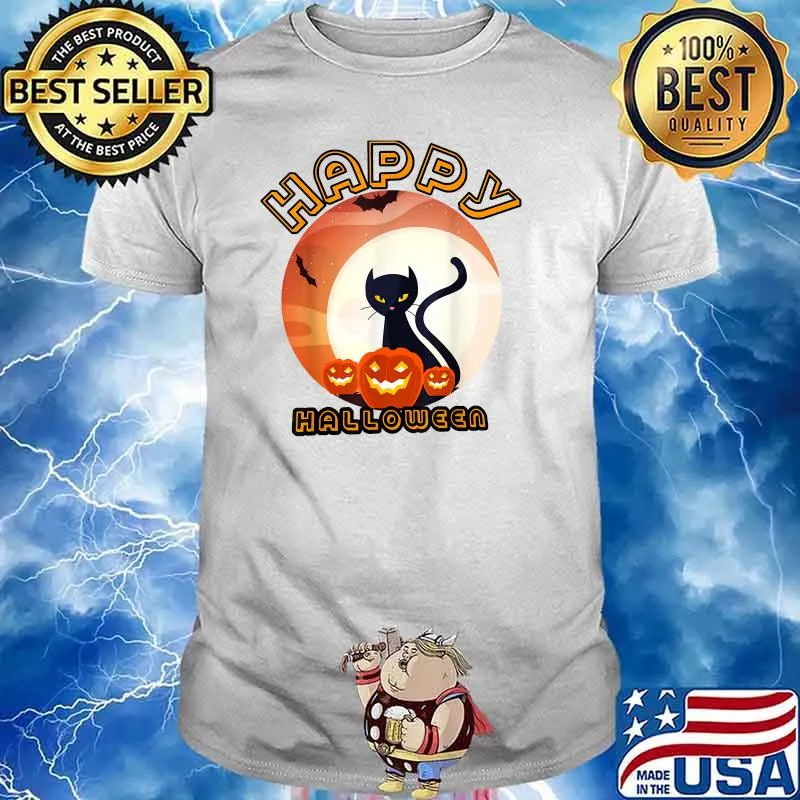 Happy halloween cat pumpkin moon t-Shirt