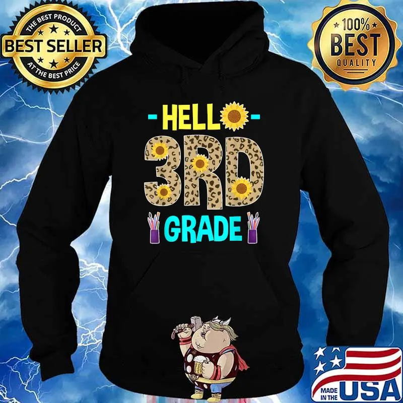 Hello 3rd Grade Shirt Leopard Print Shirt Third Grade Sunflower T-Shirt Hoodie