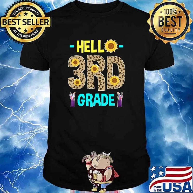 Hello 3rd Grade Shirt Leopard Print Shirt Third Grade Sunflower T-Shirt
