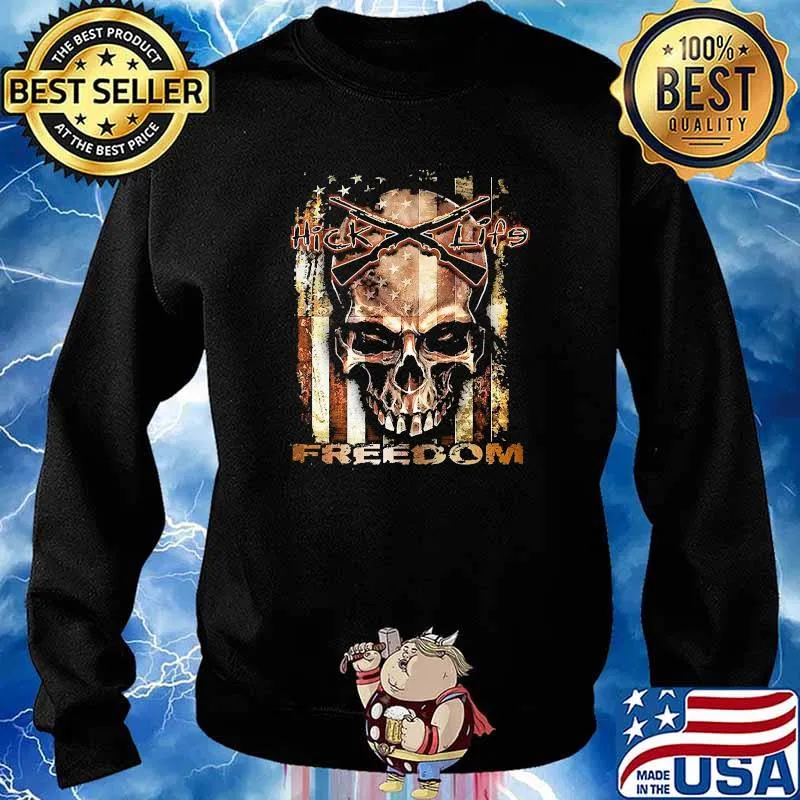 Hick life freedom skull american flag Sweater