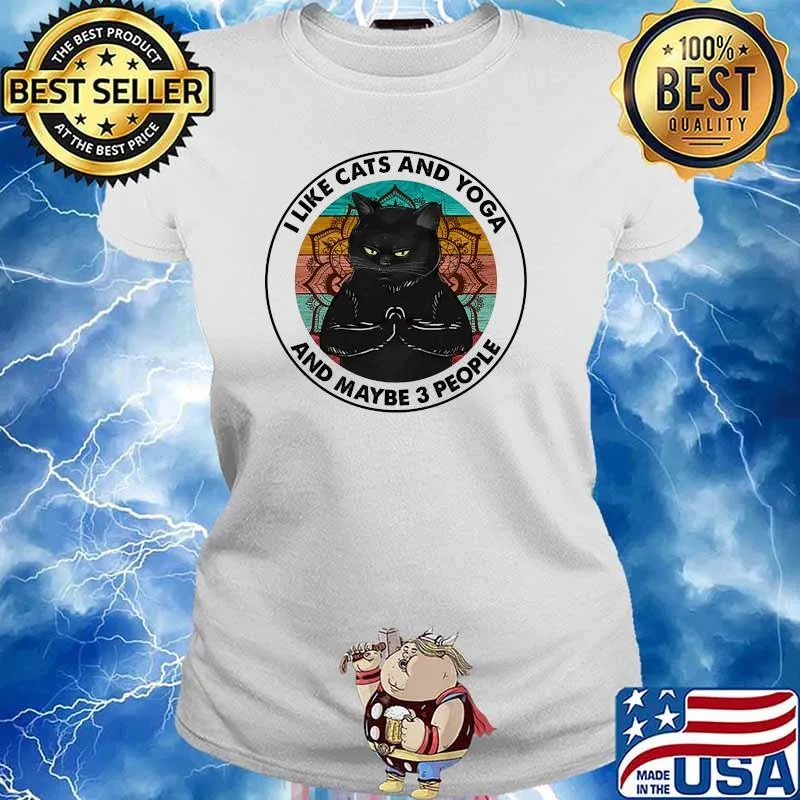 I like cats and yoga and maybe 3 people vintage Ladies tee