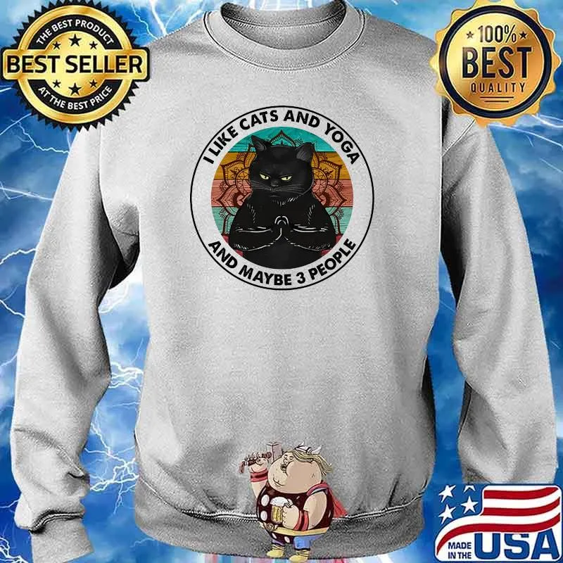 I like cats and yoga and maybe 3 people vintage Sweater