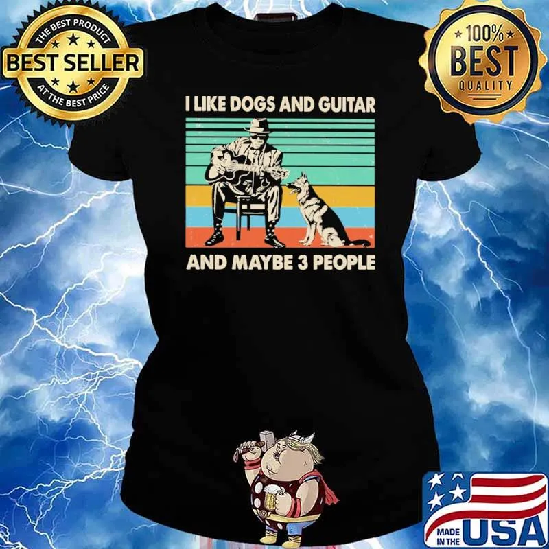 I Like Dogs And Guitar And Maybe 3 People Vintage Shirt Ladies tee