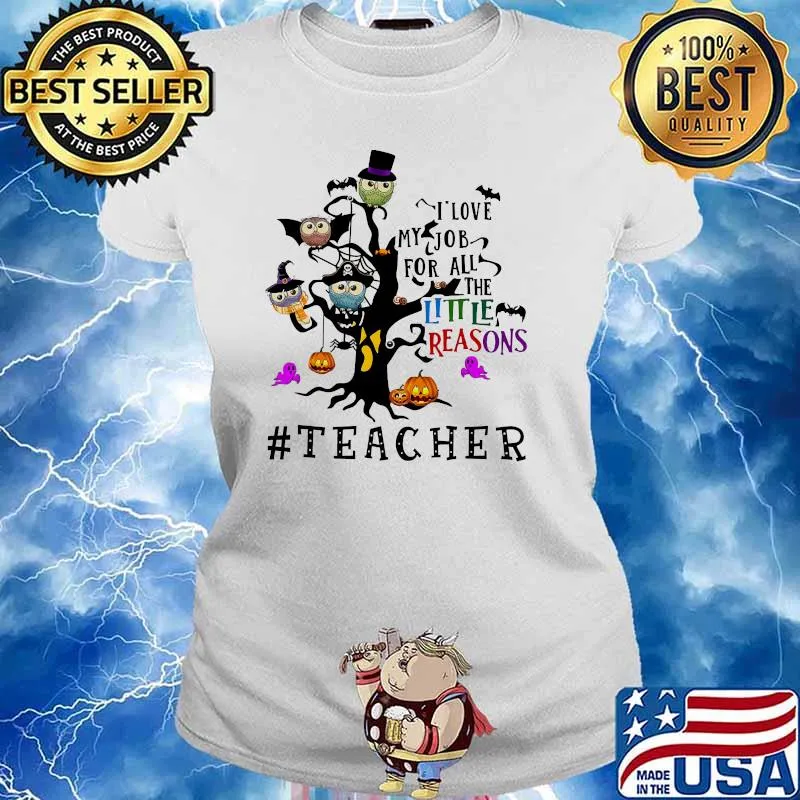 I love my job for all the little reasons teacher halloween owl Ladies tee