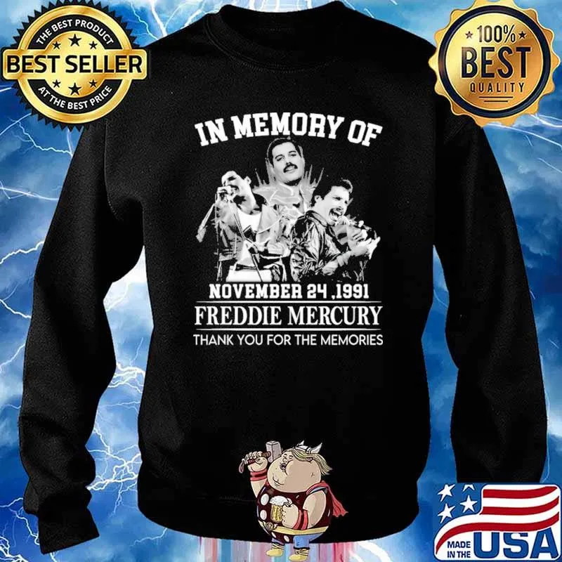 In Memory Of November 24 1991 Freddie Mercury Thank You For The Memories Shirt Sweater