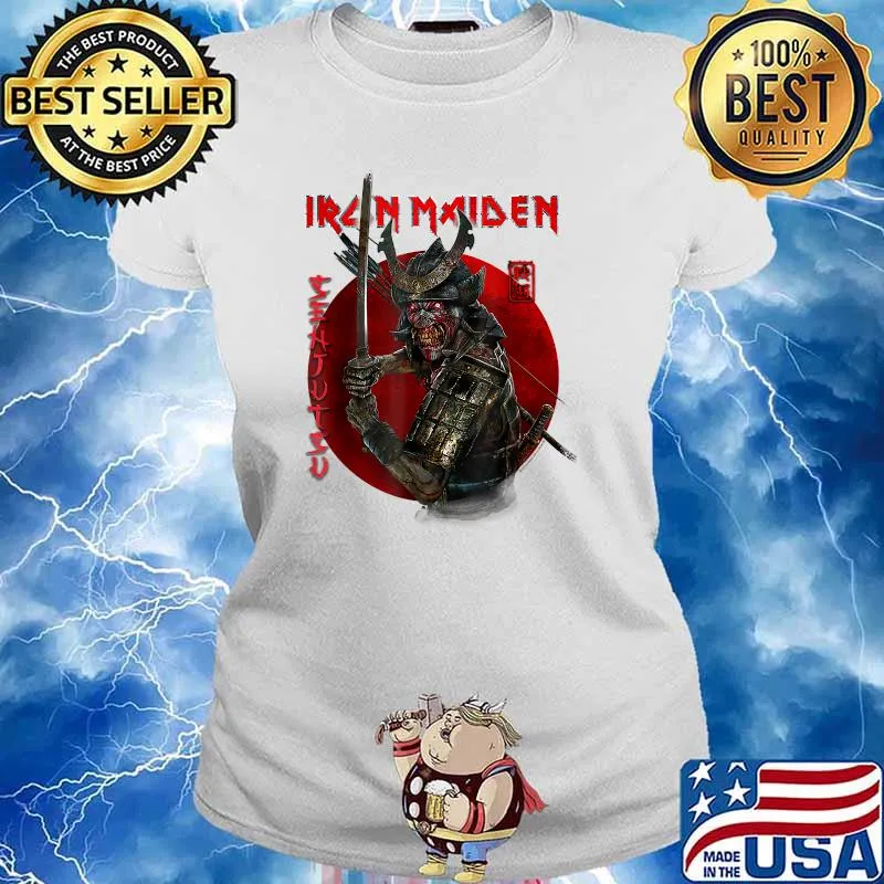 Iron Maiden Senjutsu Eddie Red Circle T-Shirt T-Shirt Ladies tee