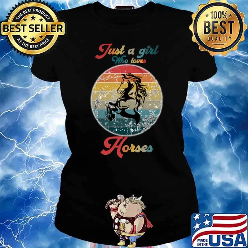 Just a Girl Who Loves Horses Horse Riding Vintage T-Shirt Ladies tee